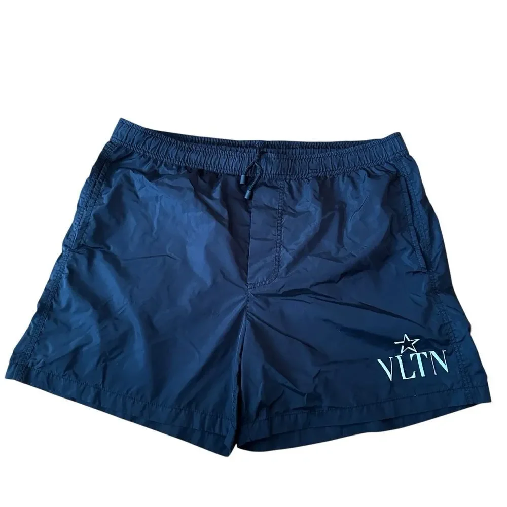 Valentino Garavani Short-Length Logo-Print Swim Shorts Black, Size 48, Medium